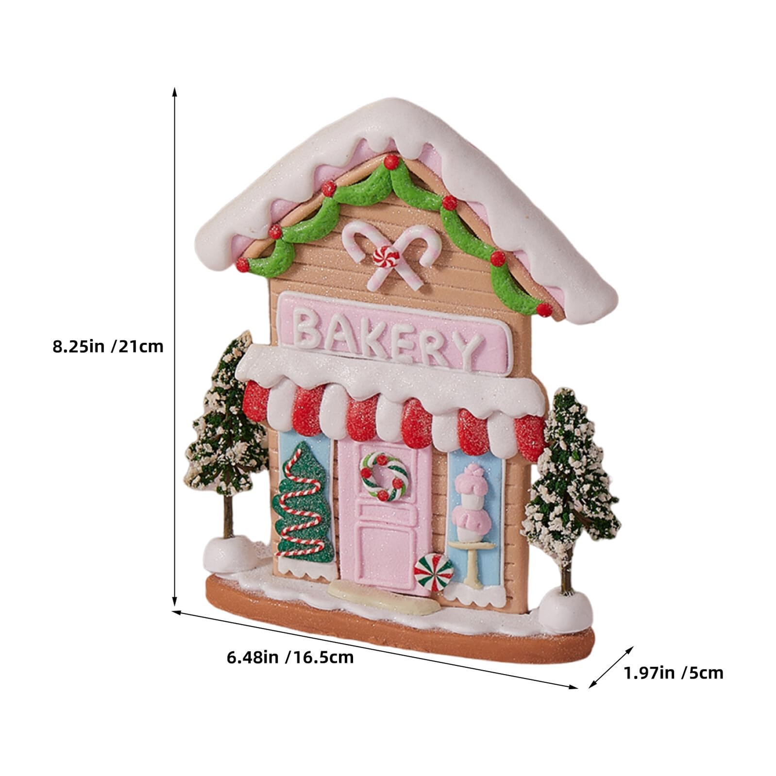 Maison Épice Noël Argile Polymère Sculptée Main Décoration Hivernale de Table avec Figurine Neige et Arbres Ornement de Fée pour Décor de Noël et Intérieur