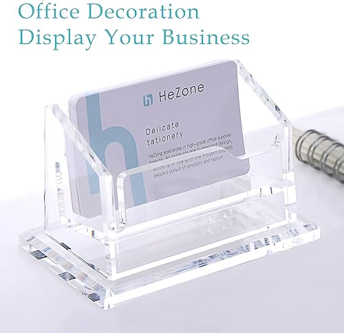 Miniatura 10 de Tarjetero de visita para exhibición de escritorio, suministros de oficina de acrílico transparente, soporte organizador de tarjetas, 2 ranuras, 1