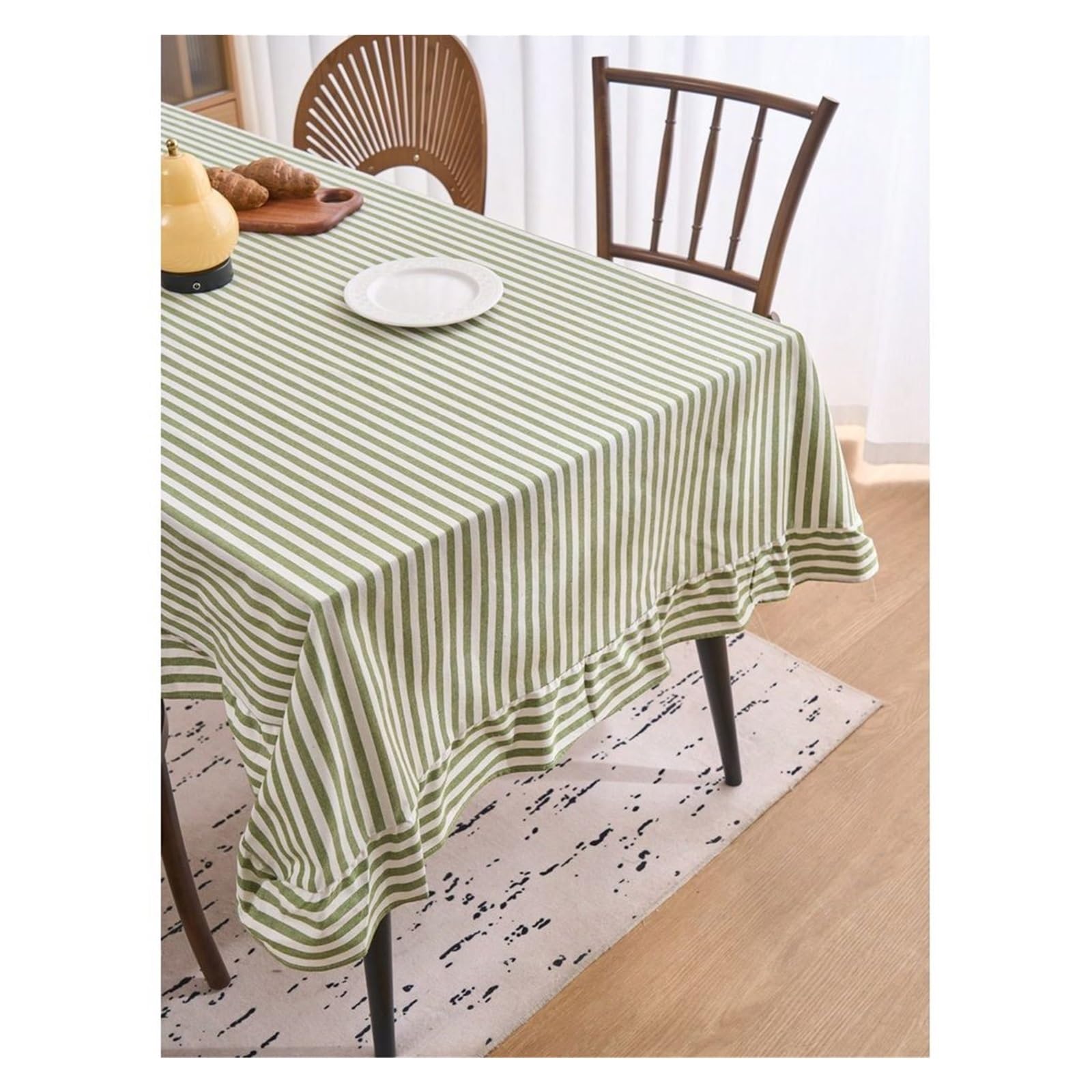 BDFJEDS Waterproof Tablecloth Green Striped Tablecloth, Minimalist Decor, Rectangular Suitable For Dining Table, Coffee
