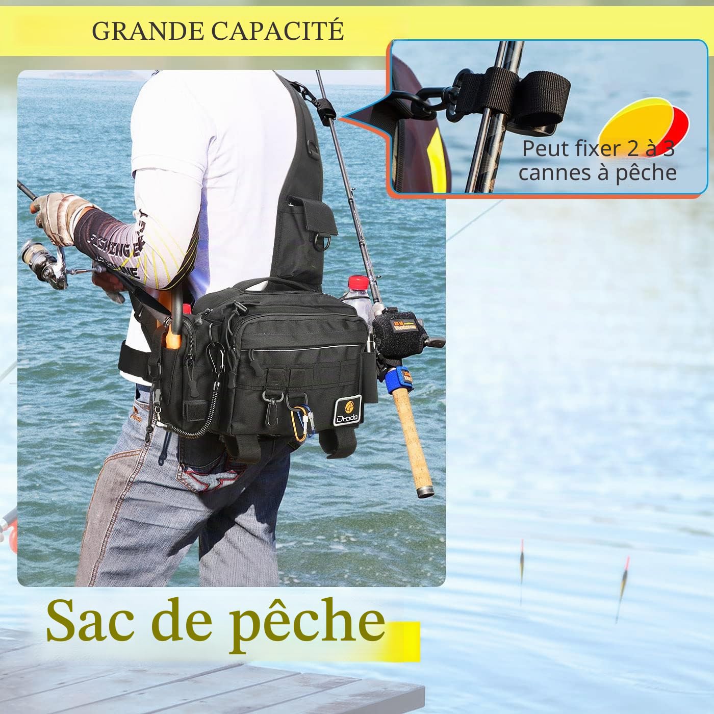 Sac de Pêche - Sac à bandoulière Tactique, Étanche et résistant, Multifonctionnel, Sac de Rangemen