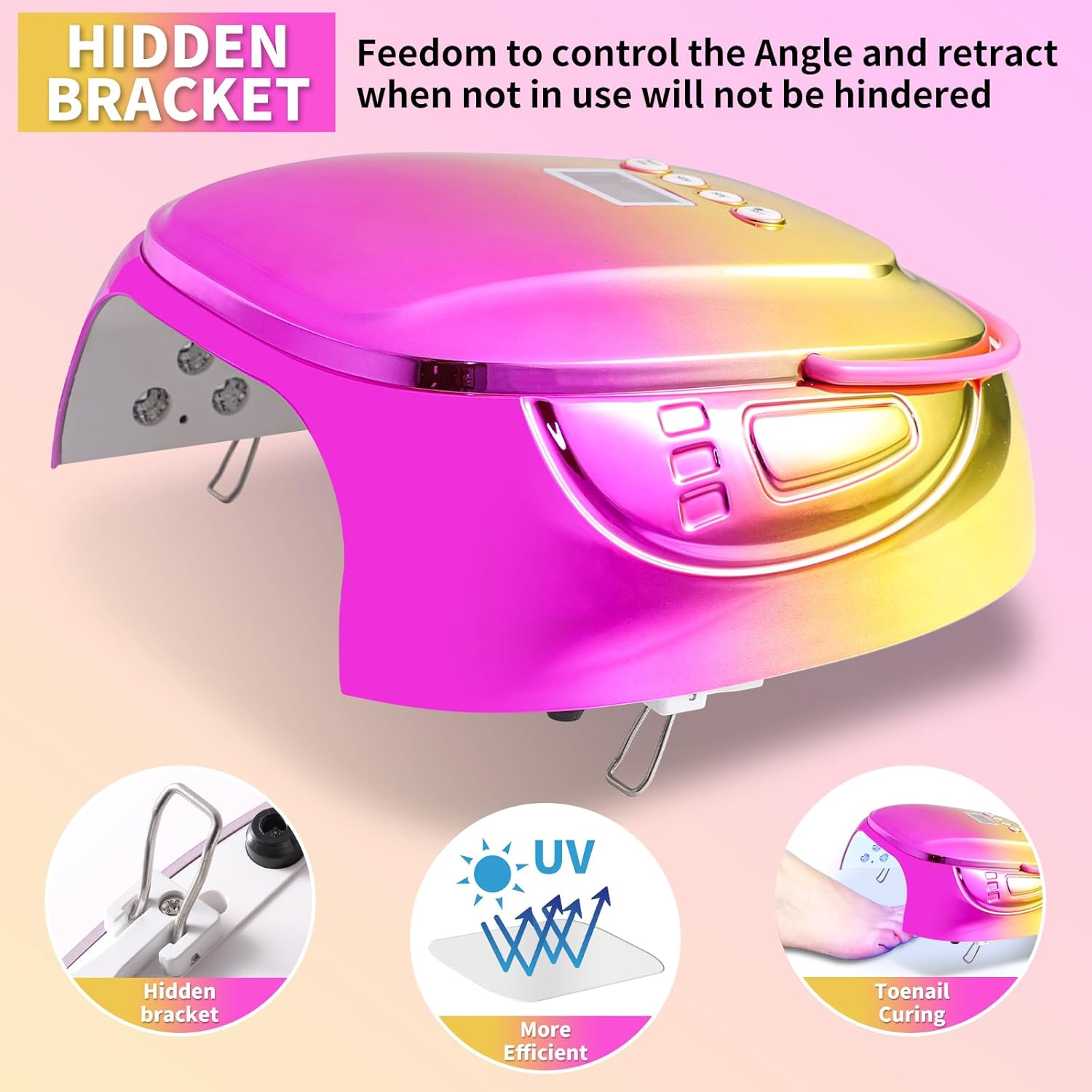 LIMEGIRL Cordless Gel Nail Dryer - 126W Fast Curing UV Light for Nails with 45 Lamp Beads, Metal Mirror Base & Professional Manicure Pedicure Large Size, Portable Rechargeable Gel Lamp for Salon Use