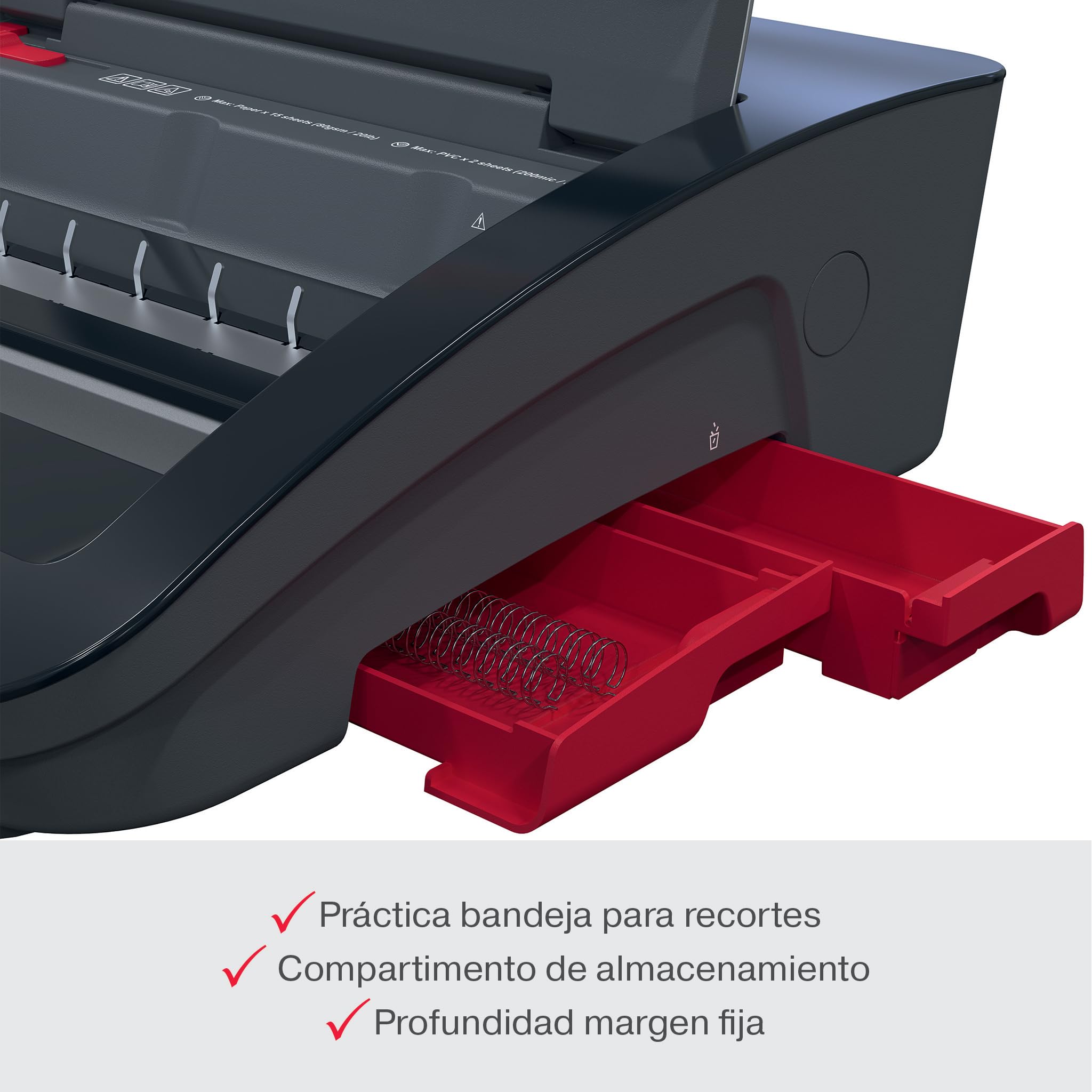 GBC 4410066 - Encuadernadora Eléctrica WireBind WB15E, Encuaderna 125 Hojas A5/A4, Perforadora Eléctrica con LED Antiatasco, Perfora 15 Hojas, Negro/Plata