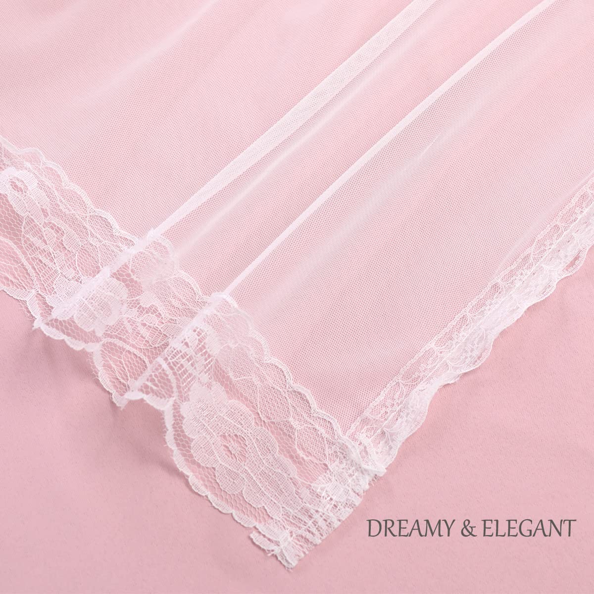 SOFJAGETQ Short Pink Room Darking Curtains with Sheer Overlay 54 Inch Length- Grommet Privacy Pink Drapes - Image 4