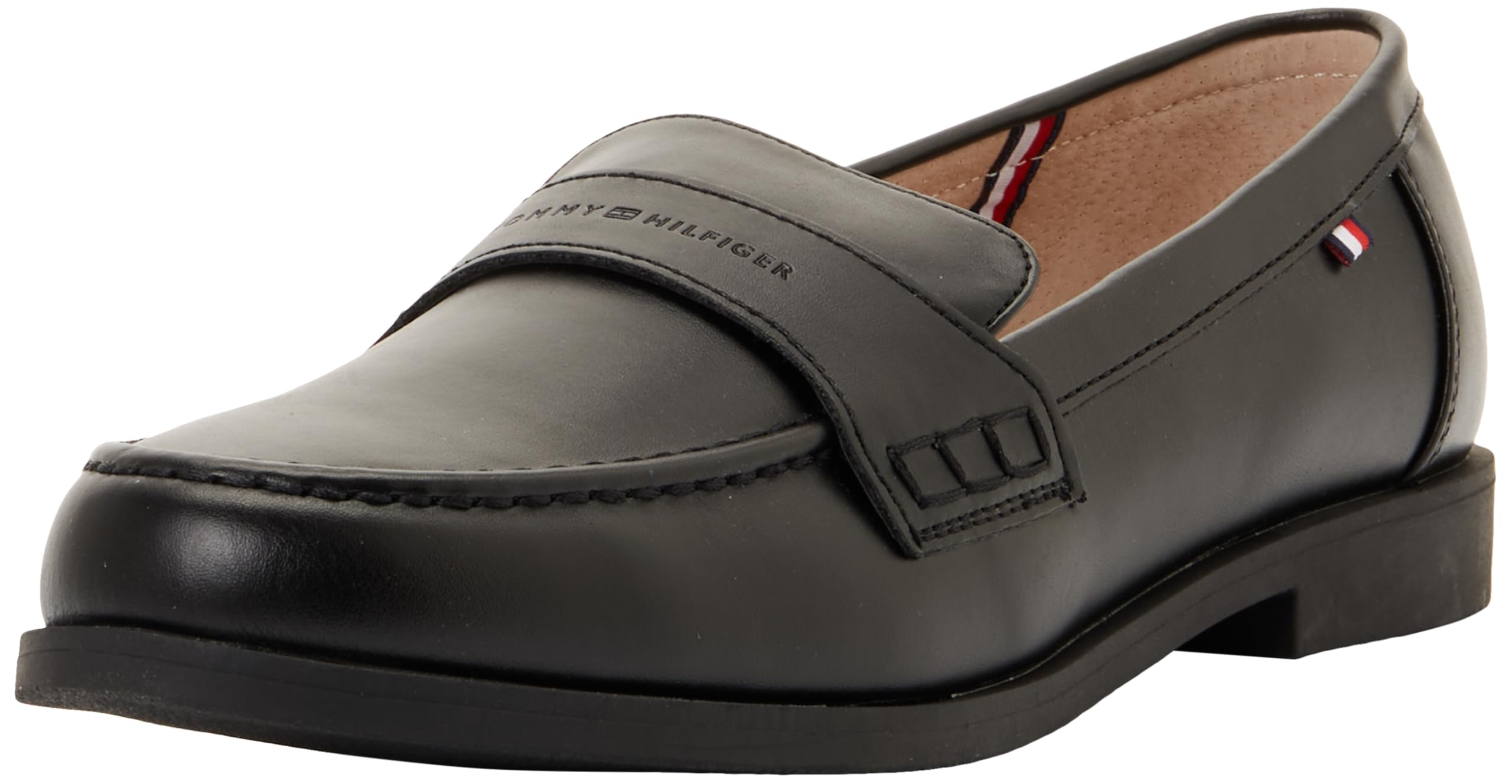 Tommy Hilfiger Logo Smooth Loafers, for Boys, Samir, Black, 37
