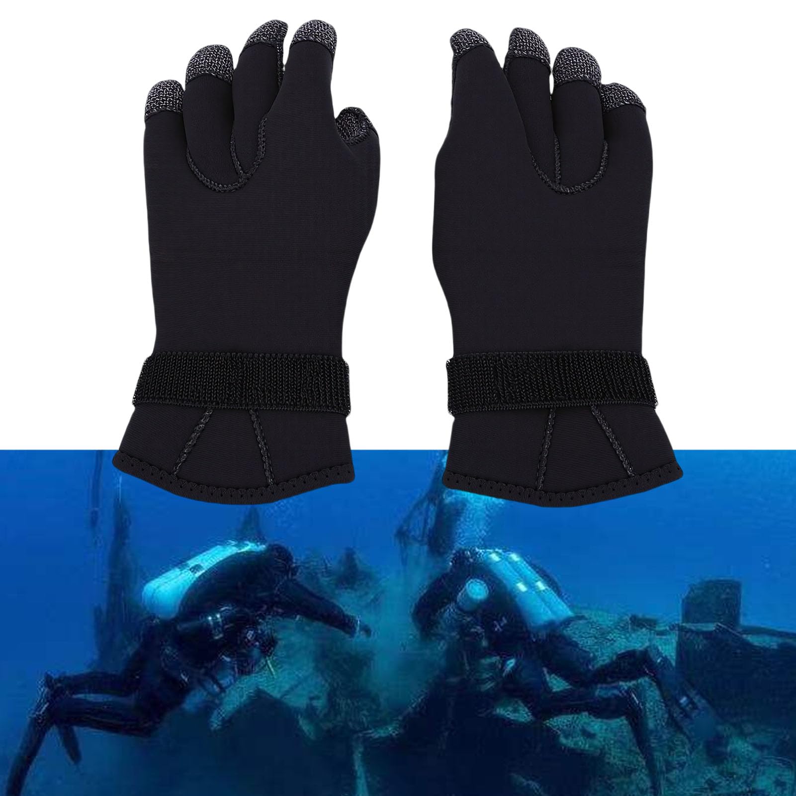 1 Paio di Guanti da Immersione in Neoprene da 5 Mm Guanti da Immersione Termici Antiabrasione e Resistenti Al taglio. Vestibilità Comoda (L)