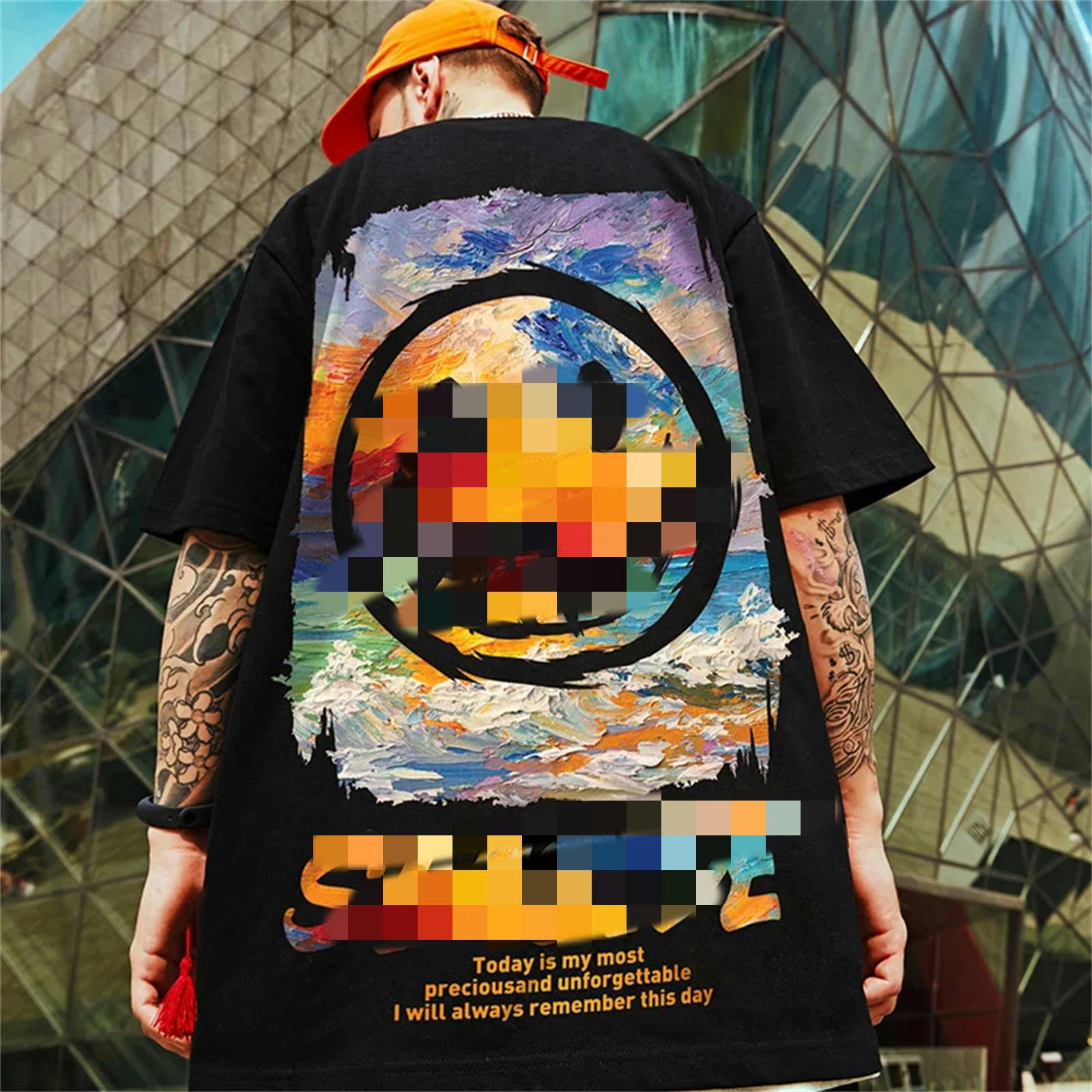 Camiseta De Manga Corta Camiseta De La Cara Divertida para Hombres Hip-Hop Street Camiseta De Gran Tamaño De Manga Corta
