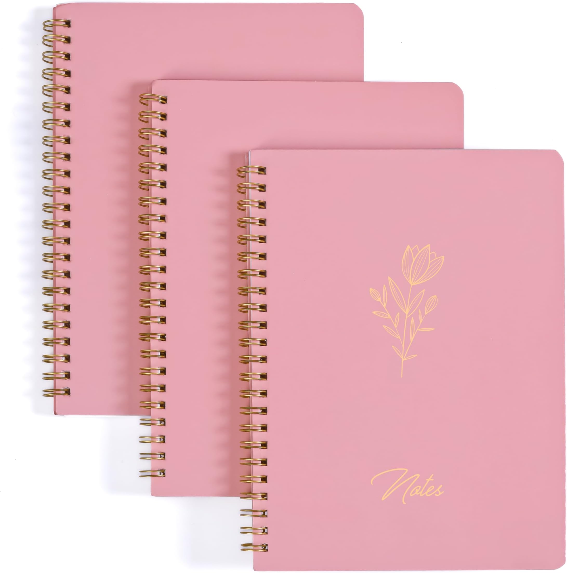 Spiral Notebooks for work,6x8 notebooks spiral bound College-Ruled Journal/Notebook with Large Inside Pockets & Lined Pages, Colour Stylish Work, bulk Supplies_ Set of 3 Baby Pink 100Pages