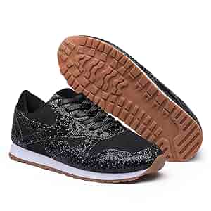 Amazon.com | Women's Glitter Sneakers Lace up Girl's Sparkly