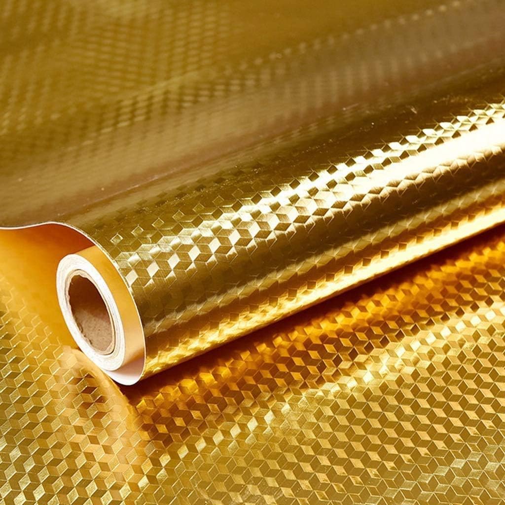 Kliznil Golden Aluminum Foil Sticer Kitchen Oil Proof, Waterproof, Anti-Mold Backsplash Sticker Stove Cabinet Liner Decor Self Adhesive - 3 Meter(300 X 60 cm)