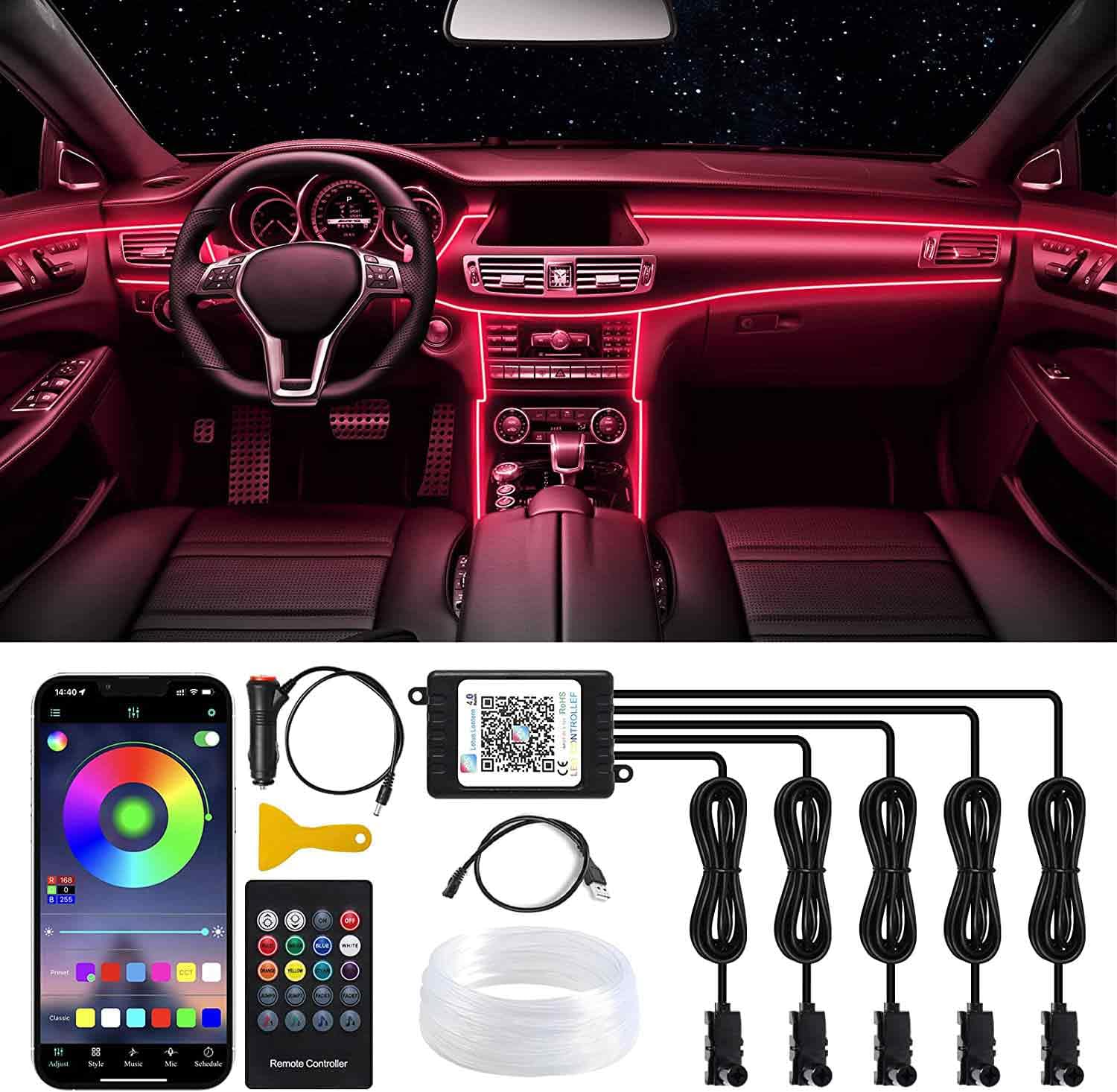 Amazon | アンビエントライト 車 LEDテープ RGB 5IN1 USB式