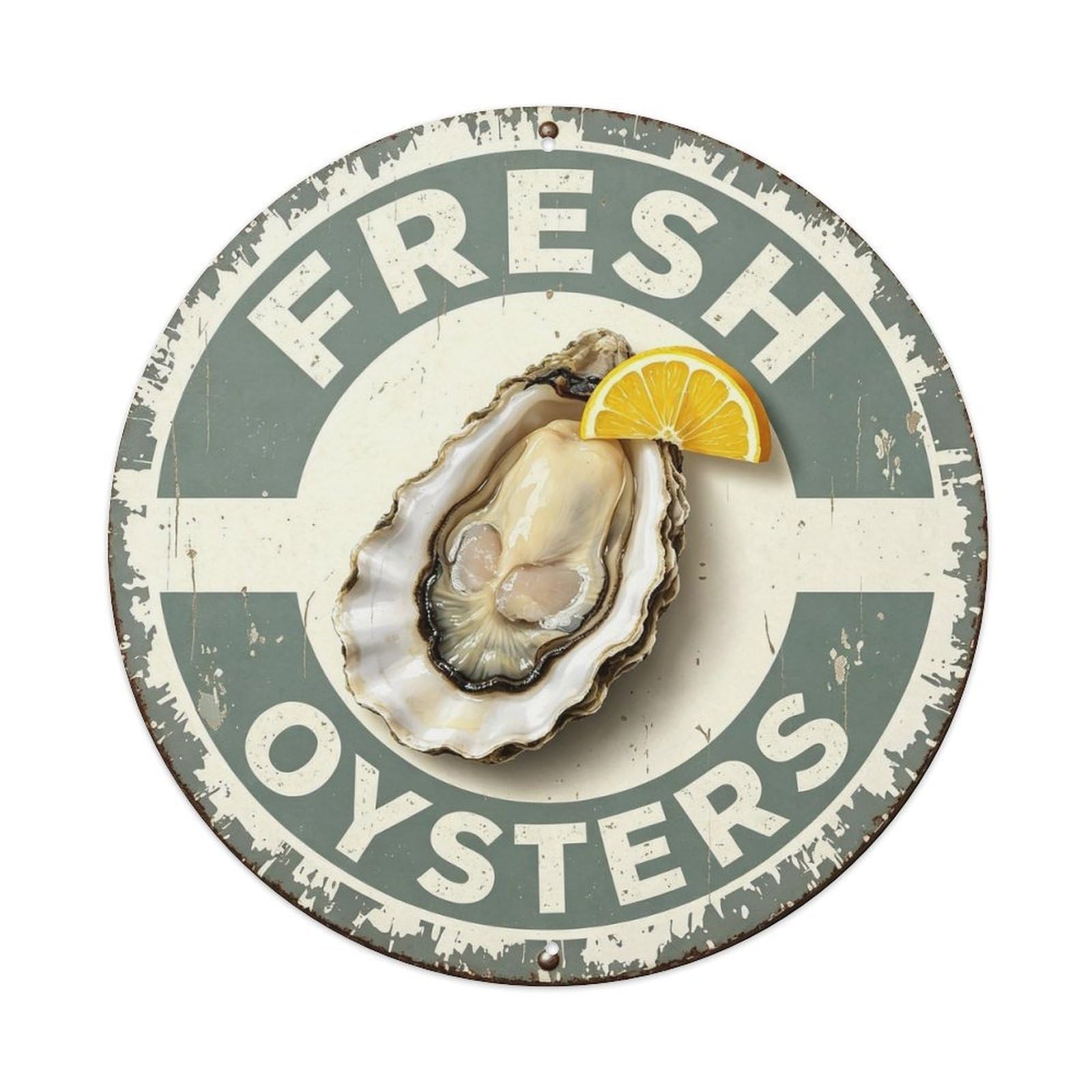 Fresh Oysters Metal Tin Sign Plaque