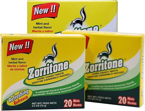 Zorritone Mentas de caramelo, Sabor a menta y hierbas, 20 pastillas por caja, 3 Cajas