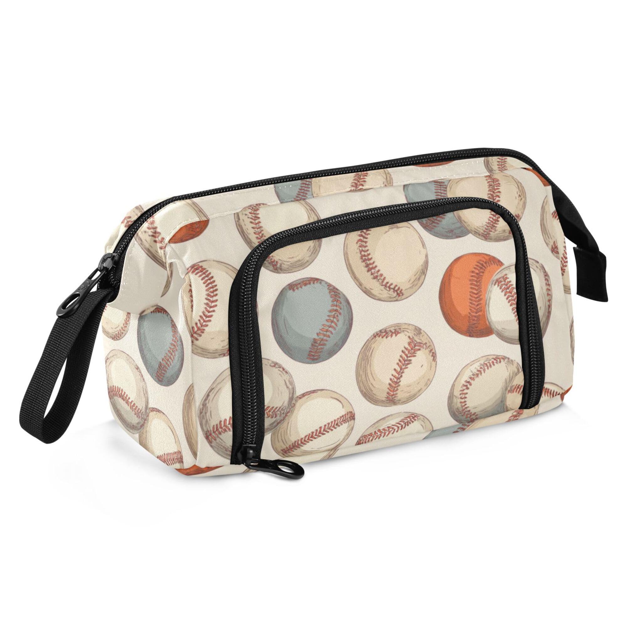 Fisyme Vintage Baseball Sport Pencil Case Large Capacity Pen Bags Box Big Makeup Pouch Organizer