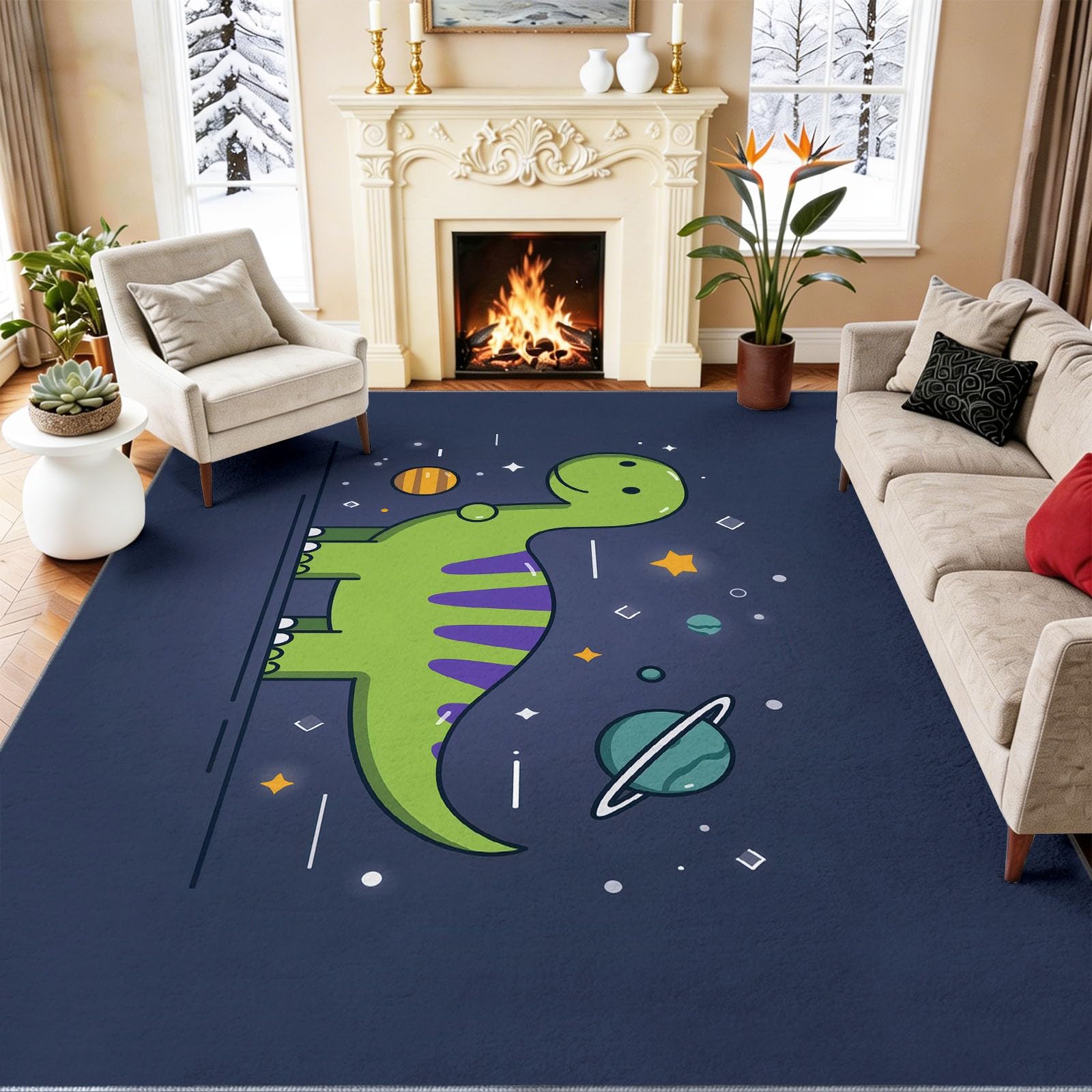 Tapis lavable dinosaure 60x110 fini les glissades en chambre