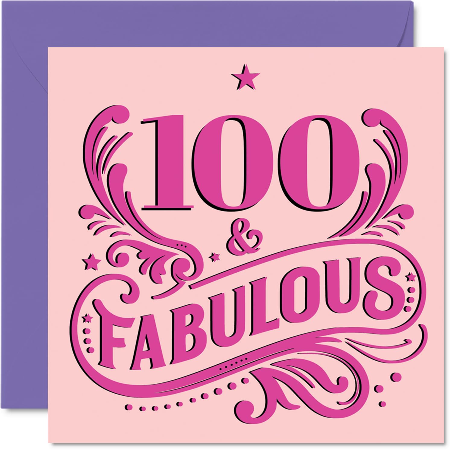 100th Birthday Cards for Women - Fabulous - Happy Birthday Card for 100 Year Old Woman Auntie Granny Grandma Wife, 145mm Bday Greeting Cards