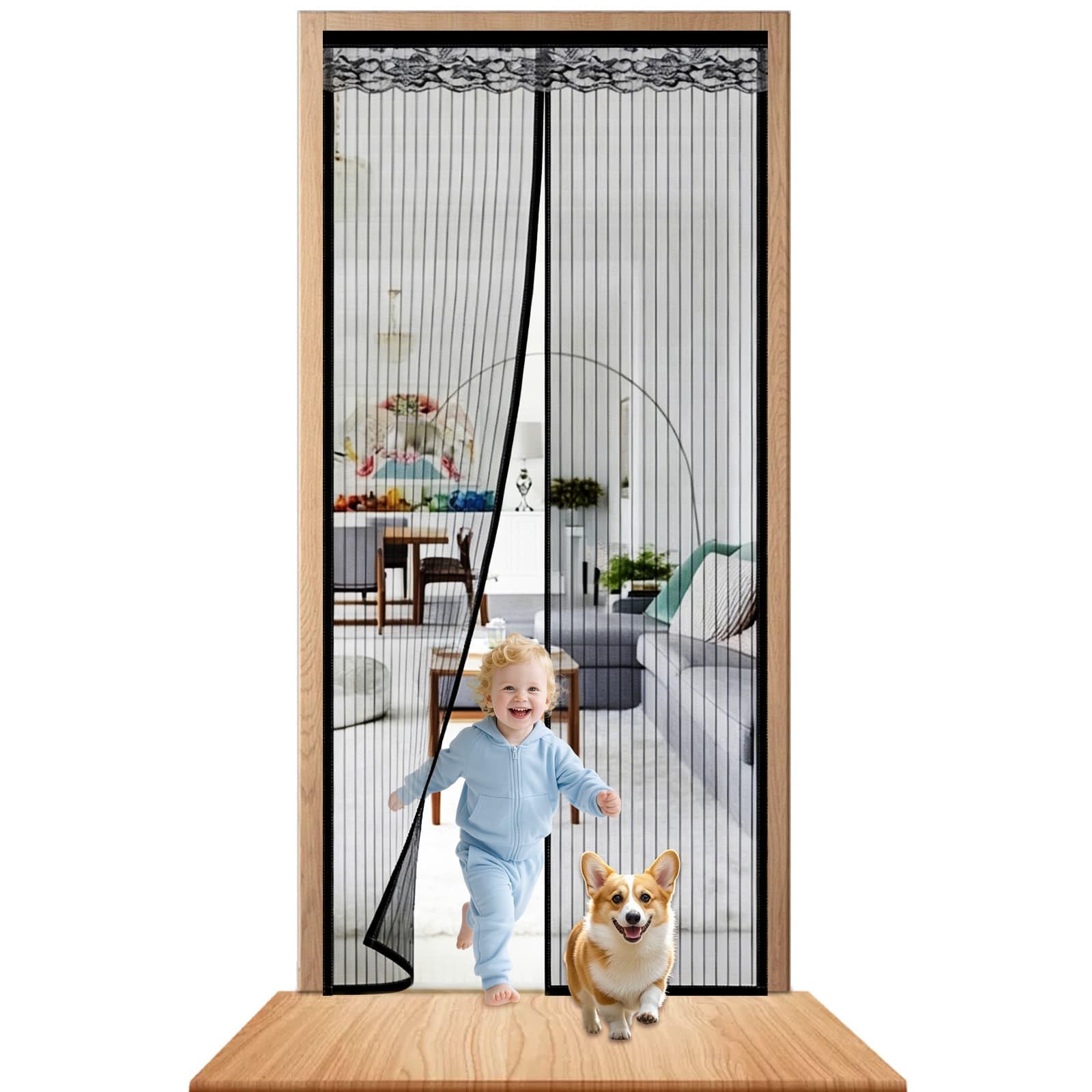 Magnetic Door Screen, 90 x 210 CM Heavy Duty Fly Door Screen Mesh