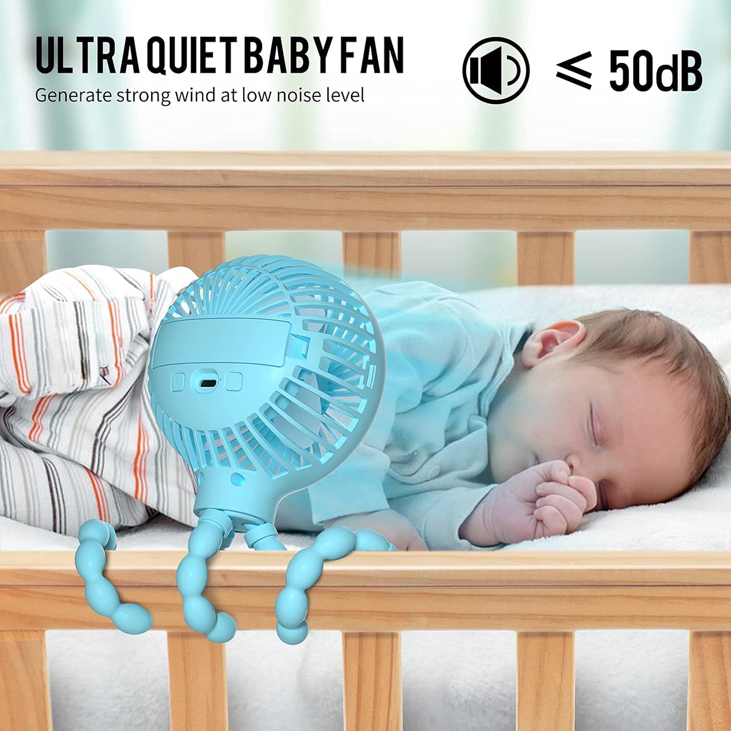 Stroller Fan Upgraded Handheld Personal Fan Battery Operated Mini Portable Fan with LED Light Aromatherapy, Flexible Tripod Clip On Fan with 3 Speeds Versatile Fan for Car Seat Crib Bike Desk (Blue) : Baby