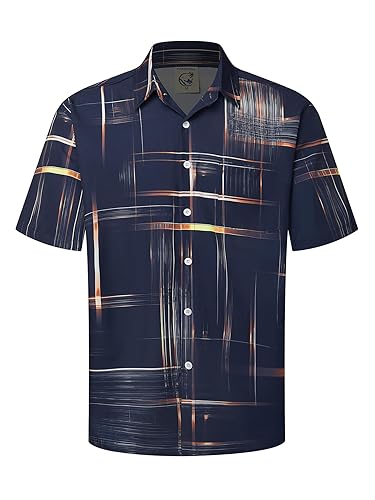 Hardaddy Men's Hawaiian Shirt Short Sleeves Printed Button Down Summer