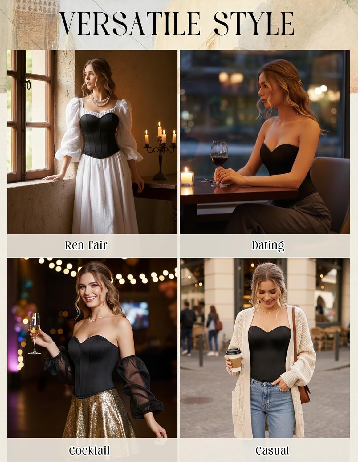 SCARLET DARKNESS Women's Strapless Corset Top Bustier, Fishboned Waist Cincher, Sweetheart Neckline, for Daily & Parties - Image 5