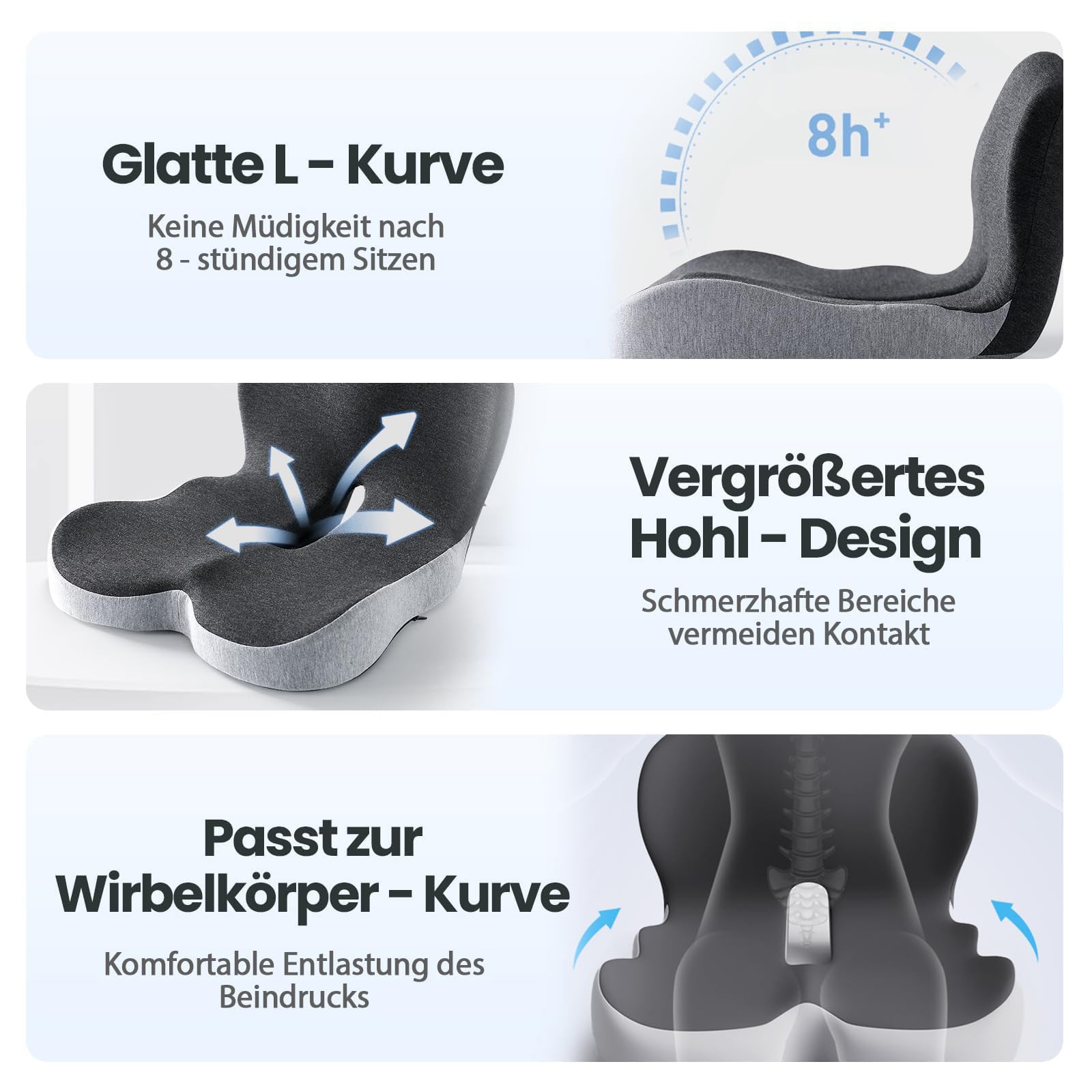 Cojín de asiento de coche con soporte lumbar, espuma viscoelástica antideslizante, funda lavable a máquina, cojín integrado para respaldo y asiento