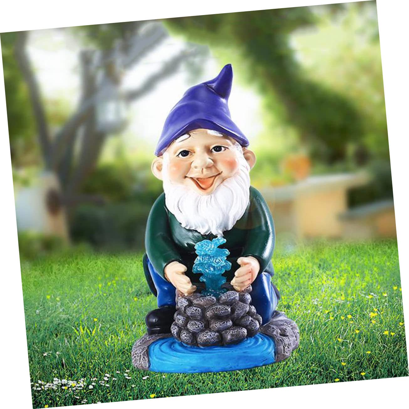 HANABASS GNOME de Jardin Solaire en Résine, Figurine Réaliste Peinte à Main
