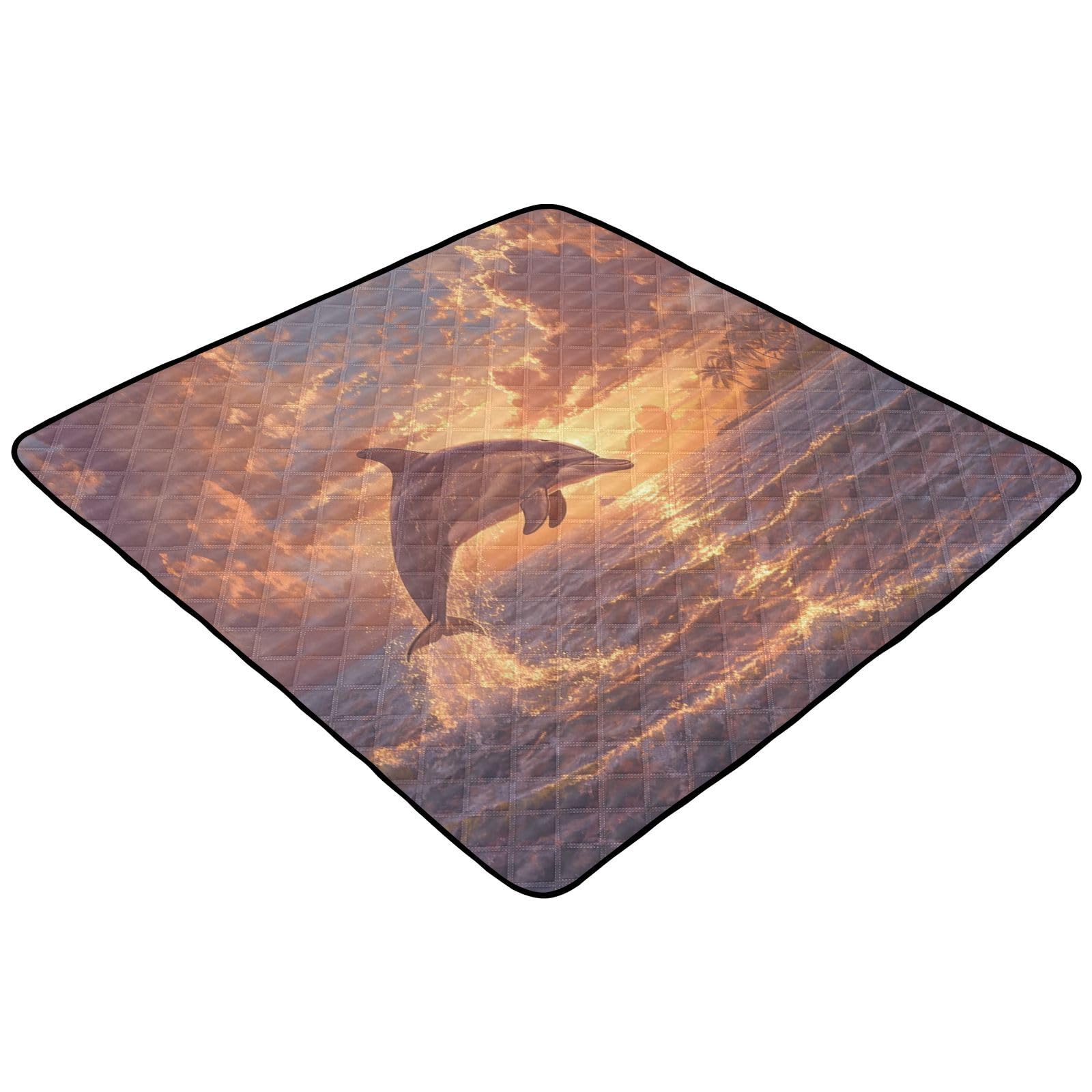 Kigai Dolphin Jumping Baby Play Mat for Floor and Playpen 50x50 inch Non-Slip Baby Activity Playmat Waterproof Foldable Crawling Mat for Infants Toddlers