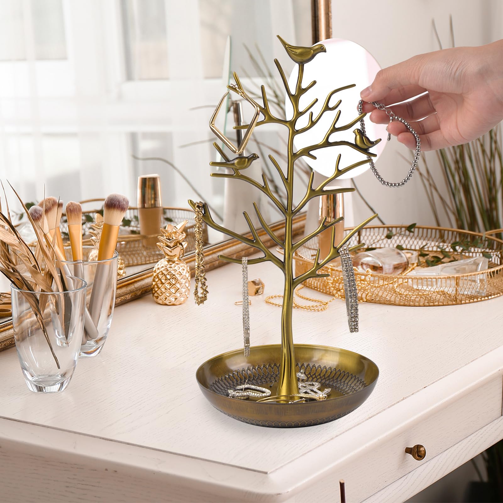 Navaris Etal Jewellery Tree Stand - Organiser Hanger Display Holder - View #7