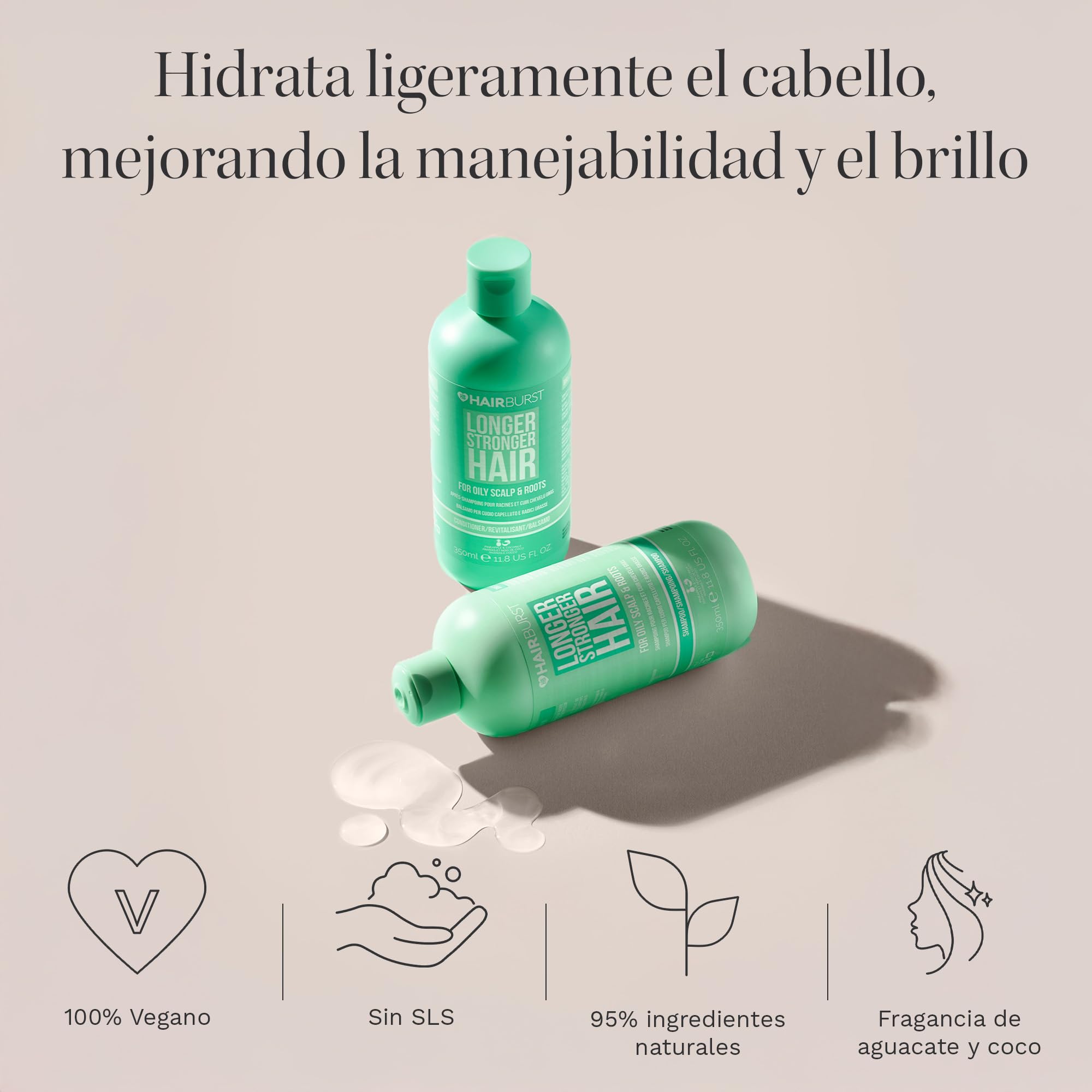 HAIR BURST Champú y Acondicionador para Cabello Graso — Limpieza Profunda, Aroma Tropical - Estimula Crecimiento, Reduce Pérdida - Sin SLS, Siliconas, Parabenos