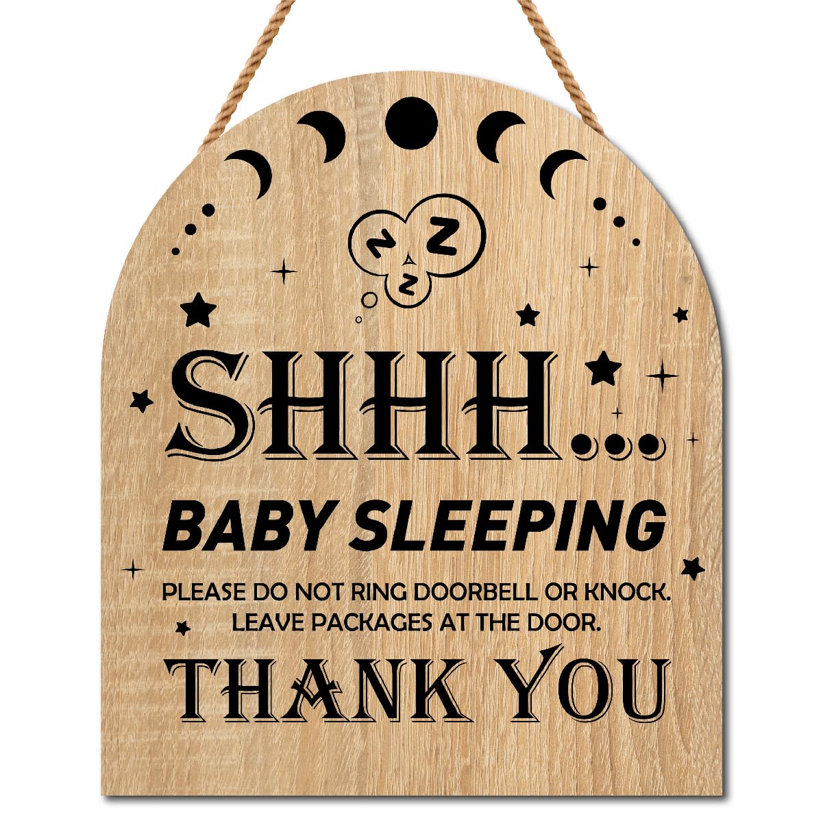 Gwisml Baby Sleeping Sign for Front Door,Please Do Not Knock Or Ring Doorbell Wood Sign,No Soliciting Sleeping Baby Wood sign for House Nursery Door Knob Decor 1