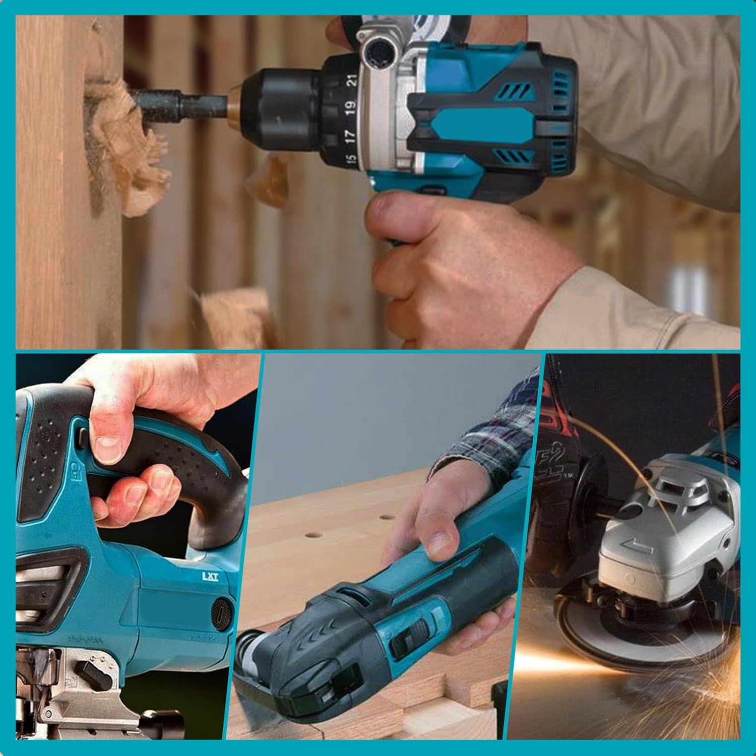 2Pack 5000mAh 18V BL1860B Battery Replacement for Makita Lithium ion Replacement for BL1830B BL1850B BL1860B BL1840 BL1845 BL1820 LXT400 194204-5 Electric Drill Angle Grinder Cordless Power Tools