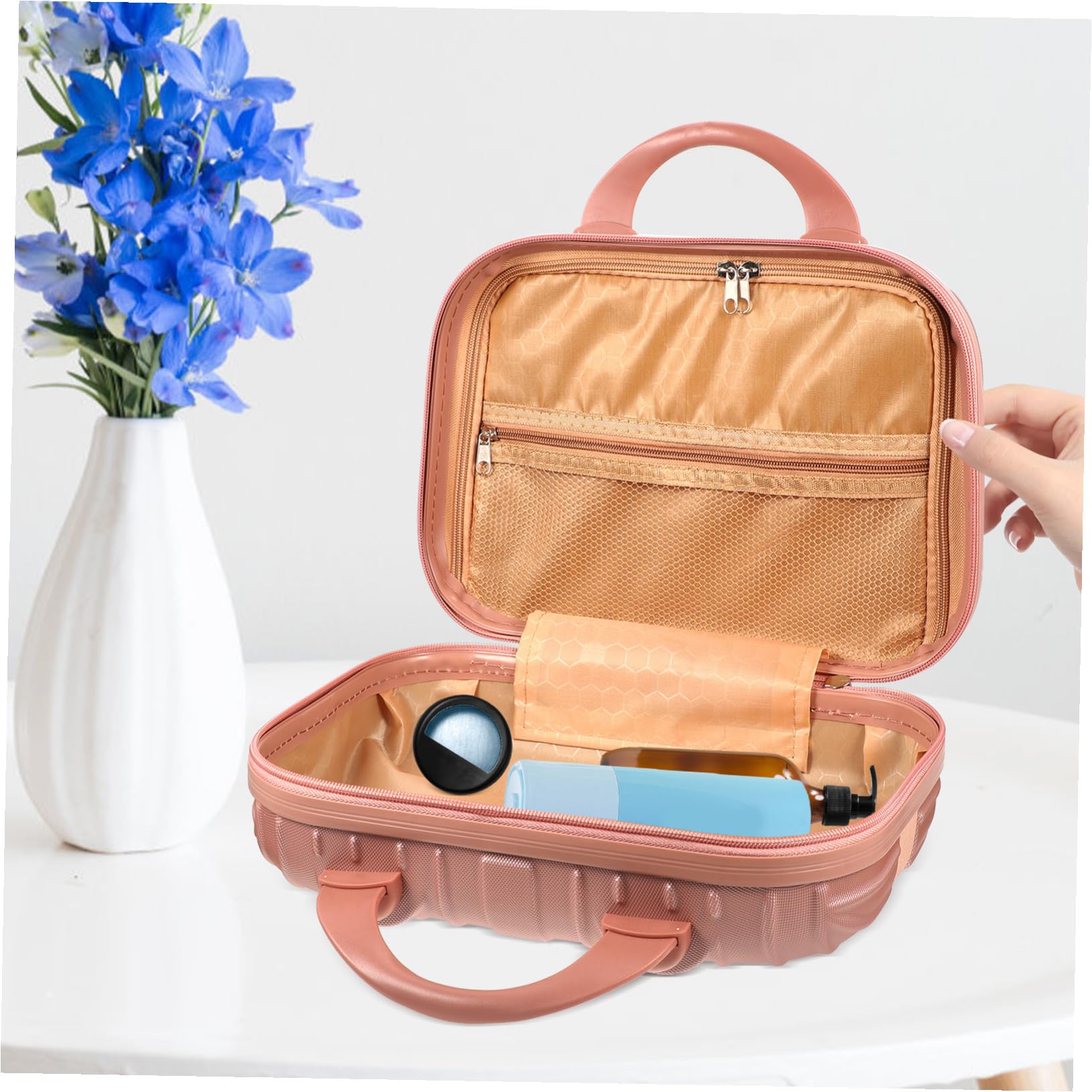 Beauty Case da Viaggio Donna Grande Capacità in ABS e Pc, Portatrucchi Multifunzione per Cosmetici Art, per Viaggi e Impiego Quotidiano