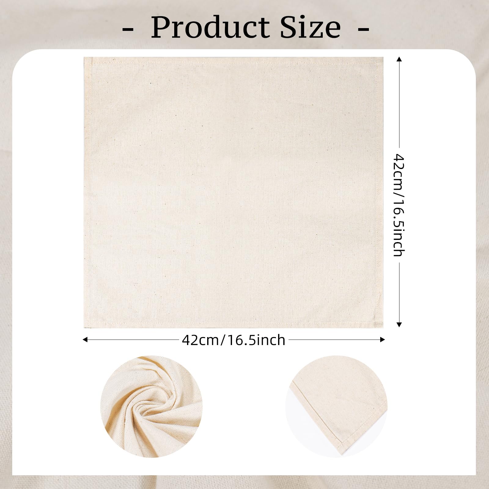 6 servilletas de lino y algodón, 42 x 42 cm, servilletas de gasa reutilizables para fiestas, bodas, hogar, despedidas de soltera, decoración de mesa, color beige