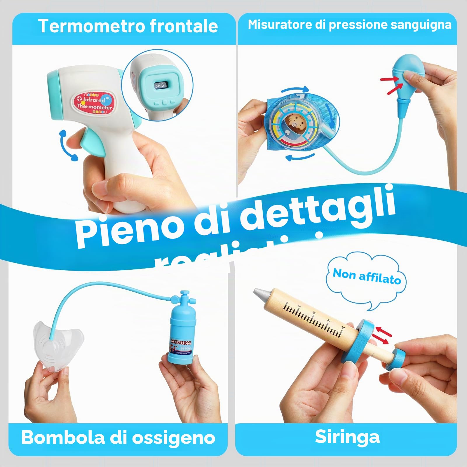 Lehoo Castle Valigetta Dottore Bambini, Kit Dottoressa Bambina di Legno, Valigetta Dottoressa Bambina, Kit Dottore Bambino di Gioco di Ruolo, Regalo per Bambini e Ragazze, Ragazzi Dai 3 Anni in Su