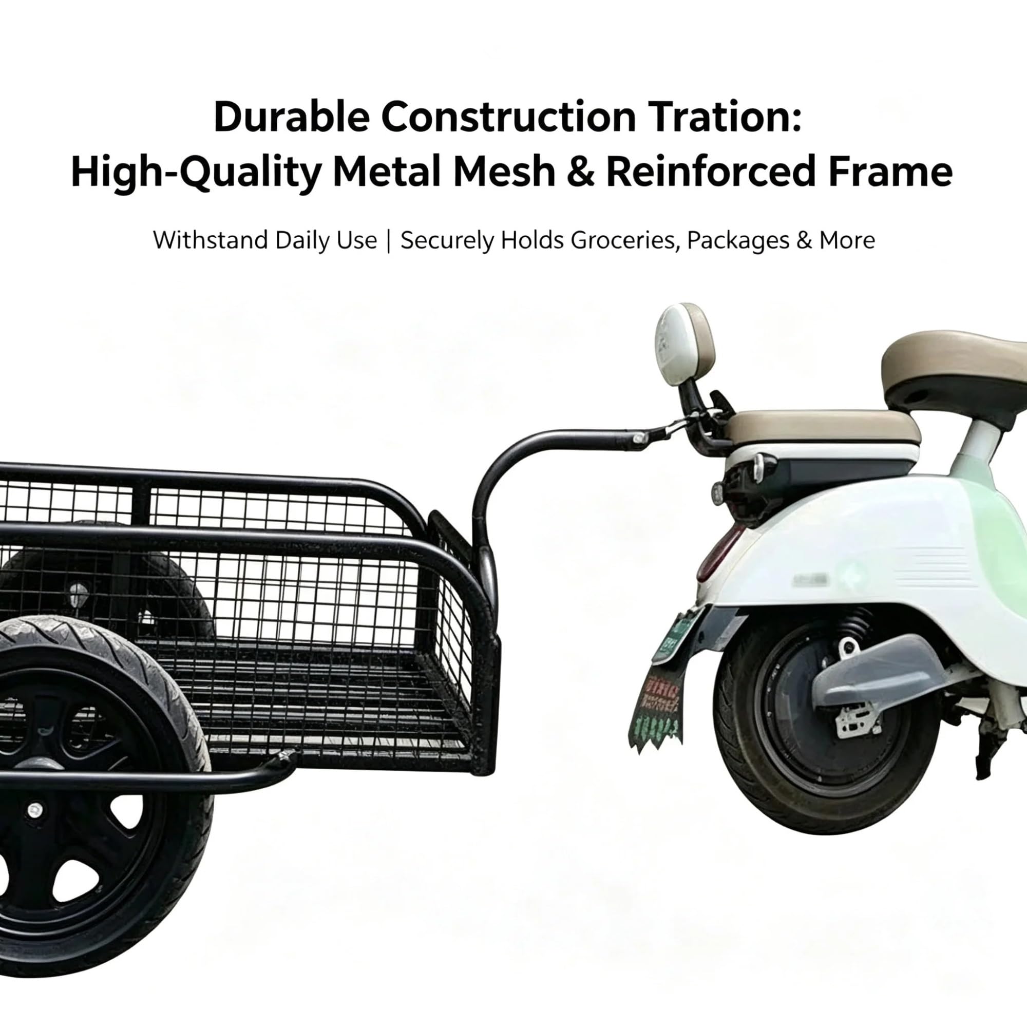 Remorque Cargo Monoroue Tout‑Terrain pour Vélo Électrique, Panier Arrière Lourd avec Suspension à Ressort