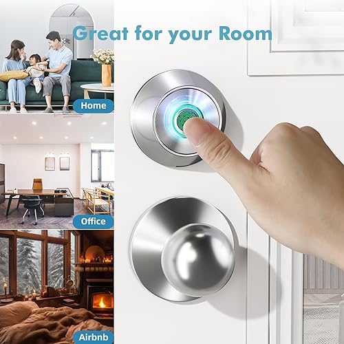Miniatura 9 de Cerradura de puerta de entrada sin llave de huellas dactilares, cerrojo inteligente con control de aplicación, duración de la batería de 10 meses,
