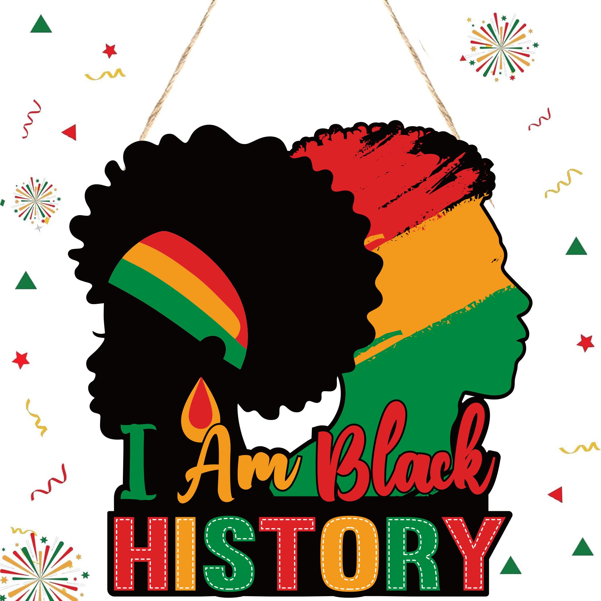 Black History Month Door Decorations Wooden I Am Black History Month Door Wreath African American Hanging Sign for Home Office Classroom Party