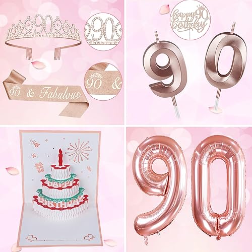 Miniatura 359 de Decoraciones de cumpleaños número 17 para niña, incluyendo tiara y banda de cumpleaños de 17, decoración para pastel y velas, globos de números