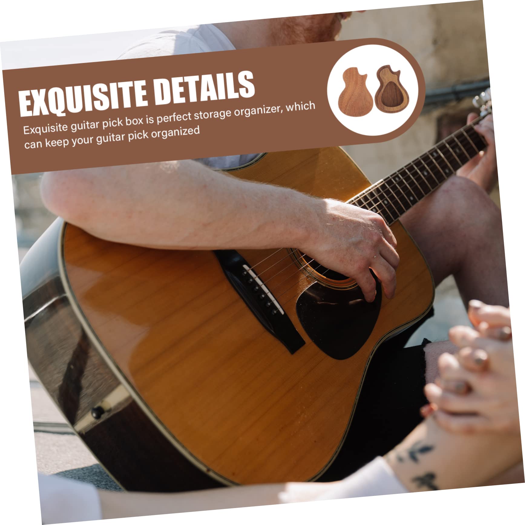 KESYOO Wooden Guitar Plectrum Storage Box Stylish Guitar Pick Holder Organizer for Acoustic Electric and Bass Guitars Compact and Convenient Design Musicians
