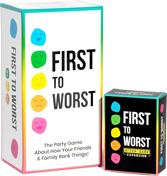 FIRST TO WORST Party Game + After Dark Expansion Set - The Card Game About How Your Friends & Family Rank Things - Adult Card Game for College Students, Groups & Fun Parties with Polarizing Priorities