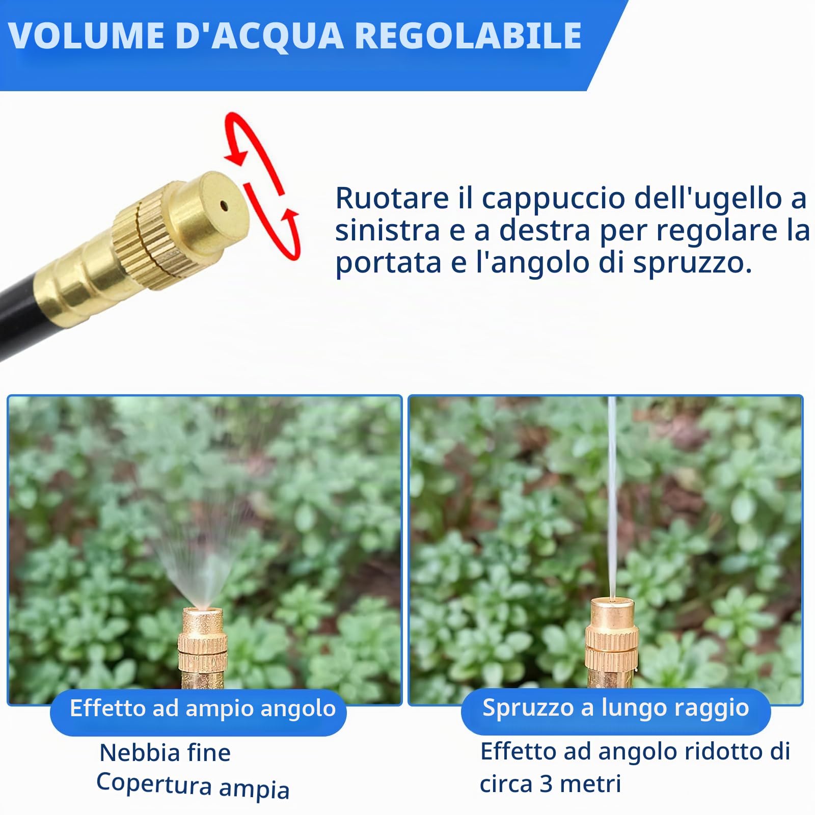 15m Sistema di irrigazione automatico per giardino, sistema di irrigazione flessibile a 360°, kit di irrigazione nebulizzata con 15 ugelli regolabili per giardino, terrazzo, prato e serra