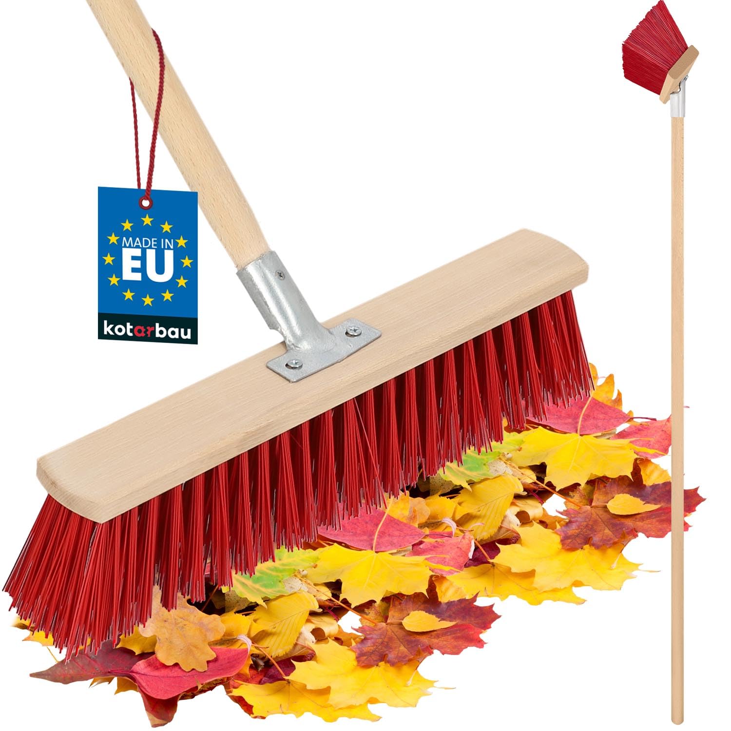 KOTARBAU® Balai Brosse 43 cm Balai Exterieur Terrasse Brosse de Voirie avec Manche Bois PVC Poils Durs
