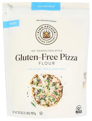 King Arthur Harina sin gluten para pizza: Masa crujiente estilo napolitano - Caja de 32 oz, perfecta para hornear sin gluten, apta para celíacos,
