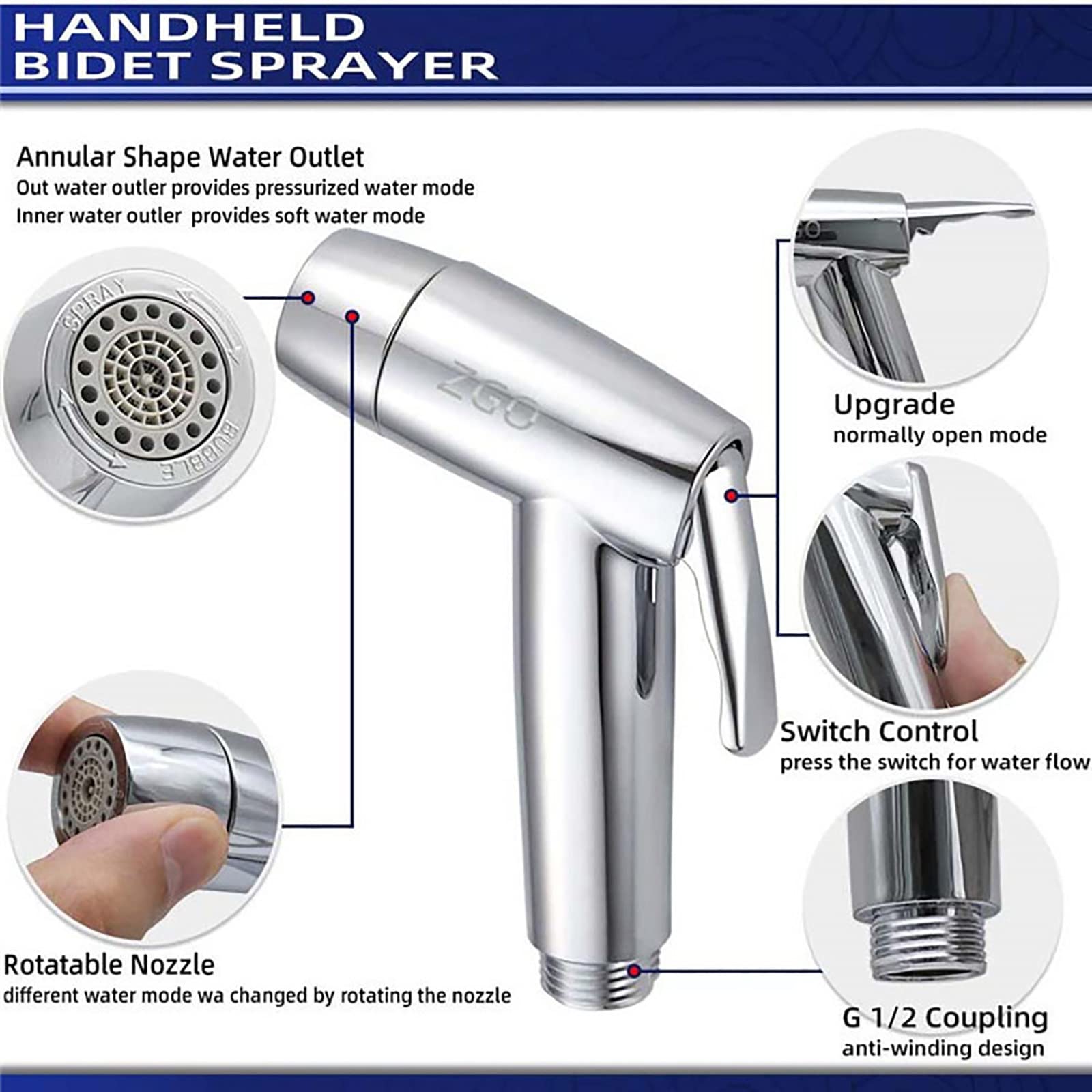 Rubinetto Bidet Con Doppio Getto - Doccia Manuale Per Pulizia WC, Cucina E Balcone - Foto 7