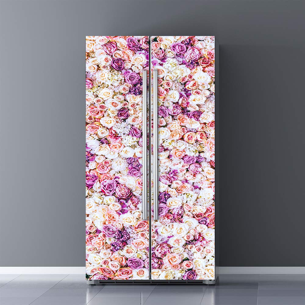 Sticker mural frigo roses de Nature Art pour illuminer votre décoration de cuisine