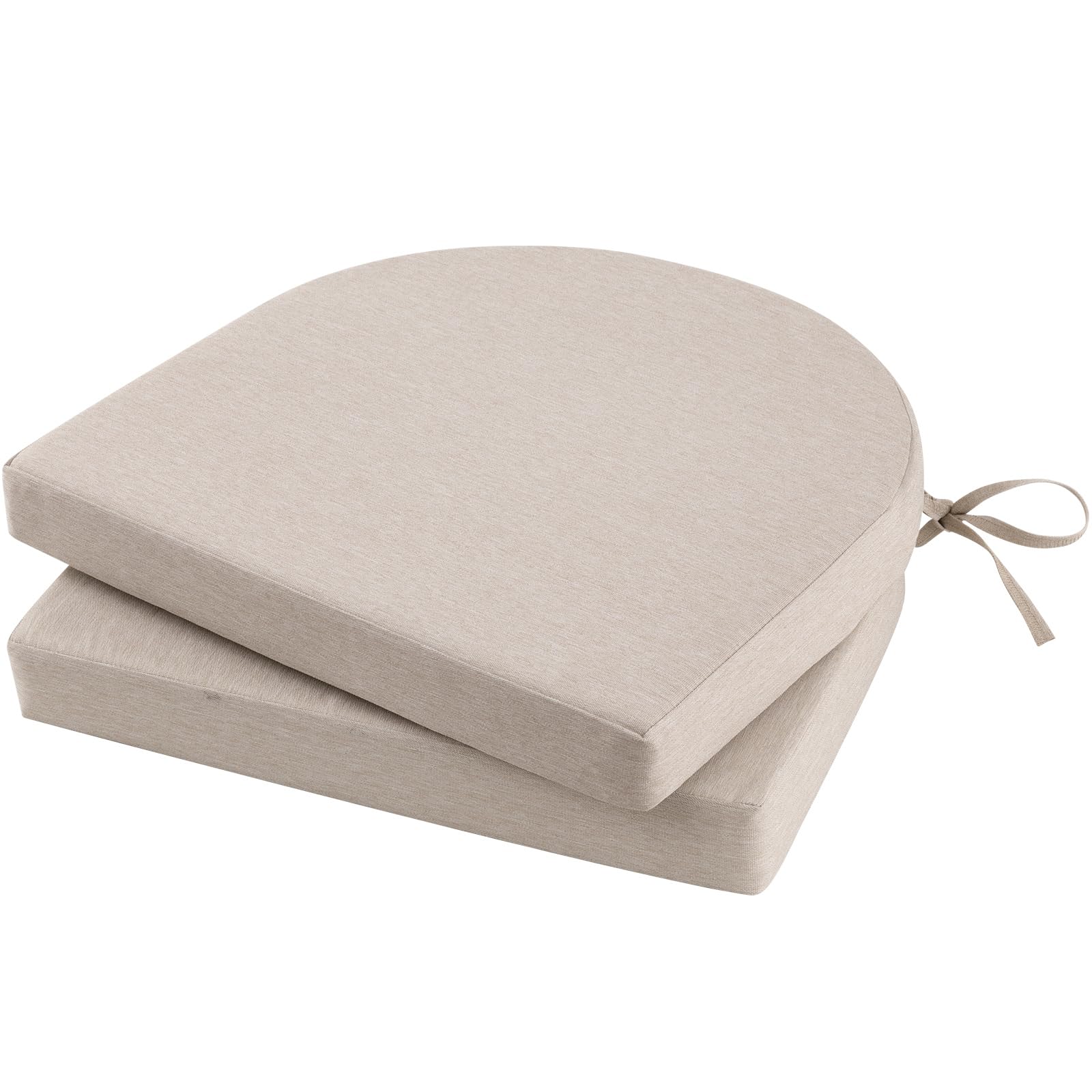 Topotdor Outdoor Chair Cushions Set of 2, Waterproof Patio Chair Cushions for Outdoor Furniture, Round Corner Seat Chair Pads with Ties for Patio