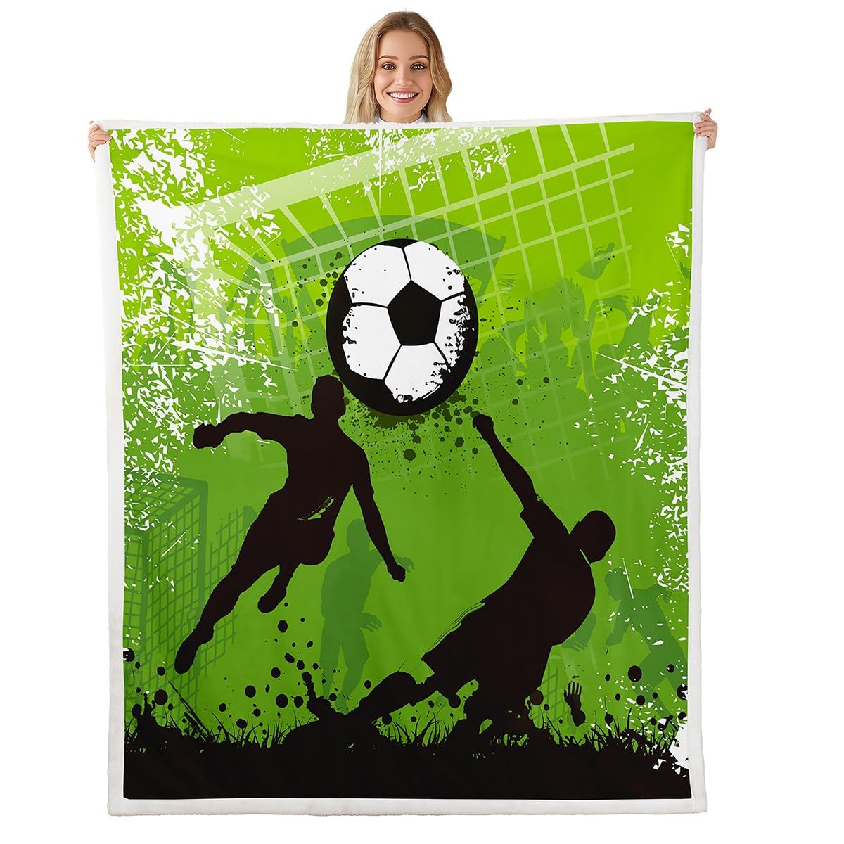 Amazon.com: Soccer Bed Blanket Green Football Field Throw Blanket