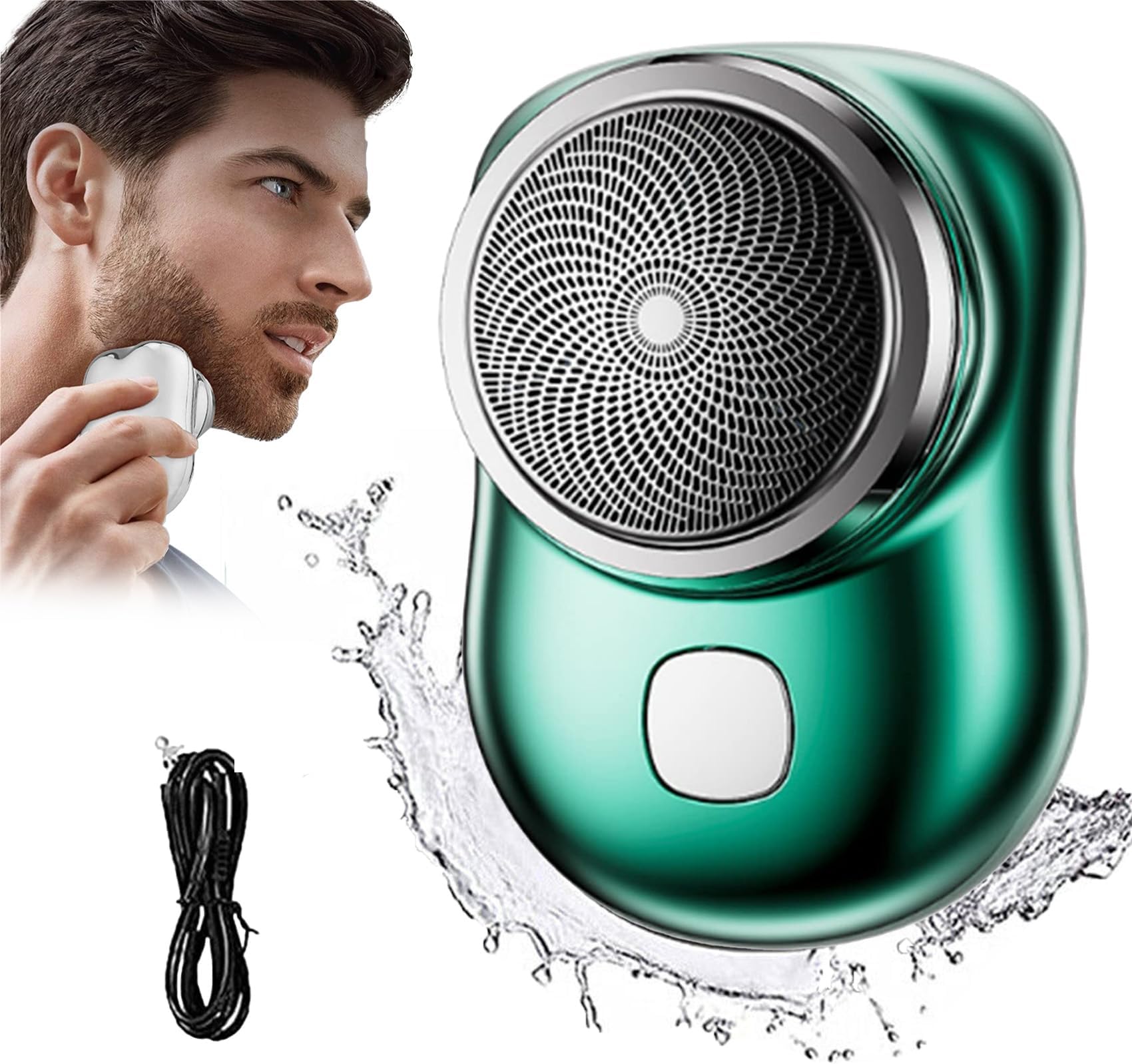 Glidex Portable Mini Electric Shaver, Powerful Storm Shaver for Men, Mini Portable Electric Shaver for Men, Rechargeable Shaver Easy One-Button Use Suitable for Home, Car Travel (Green)