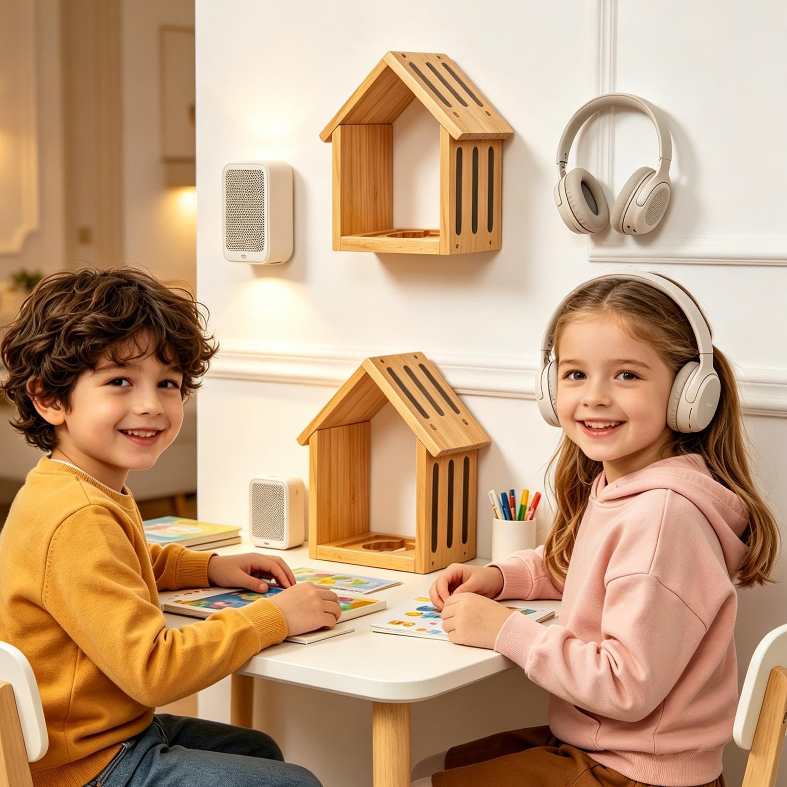 Mensola per Figure Casetta decorativa in legno magnetica da parete | Mensole per Collezionisti per 12-40 Figure Collezionabili, Stanza dei Giochi, Camera dei Bambini, Casa, Camera da