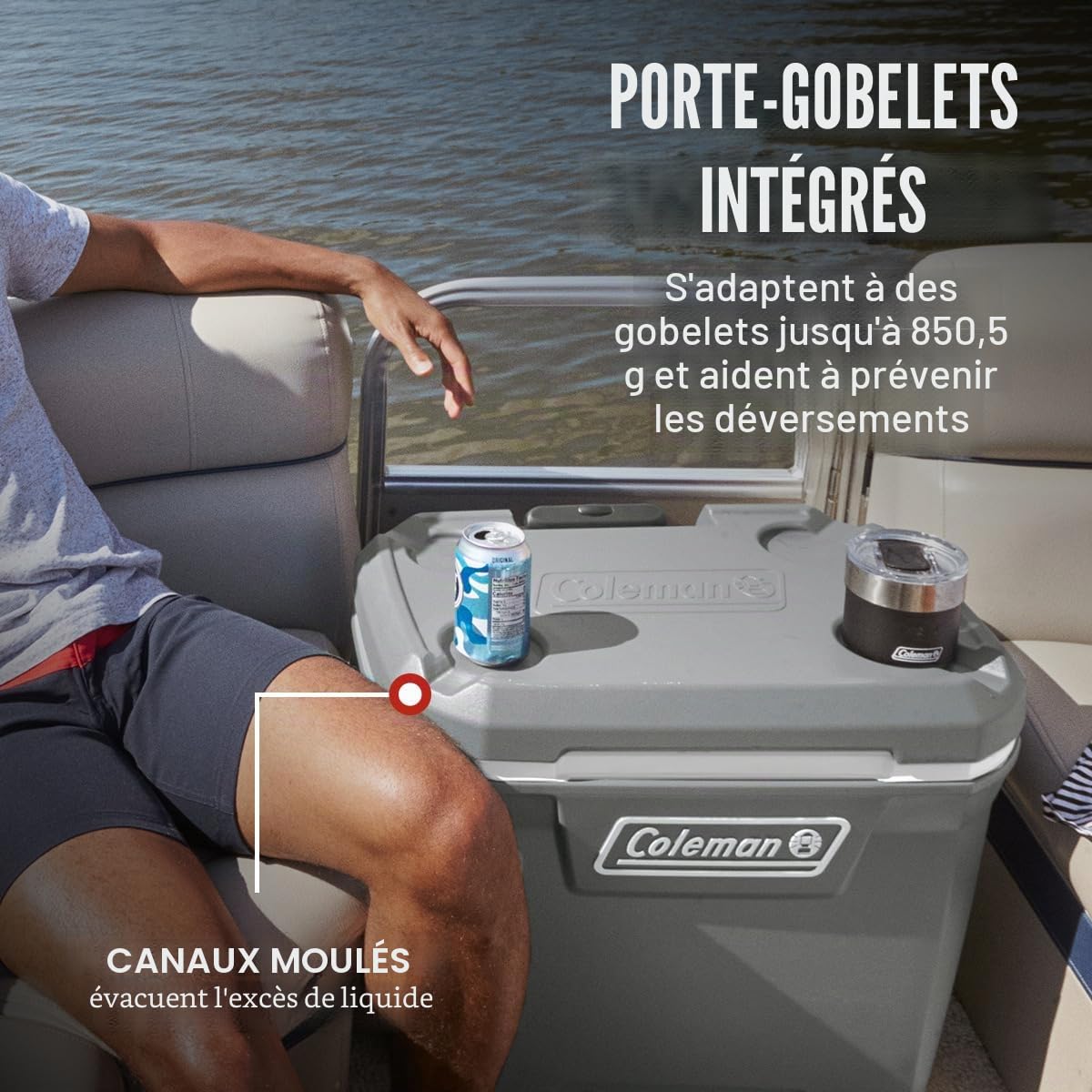 Coleman Série 316 Glacière Portable isolée, étanche et Robuste à roulettes avec capacité de 65 litres, Plus de 100 canettes, idéale pour la Plage, Le hayon, Le Camping et Les événements Sportifs