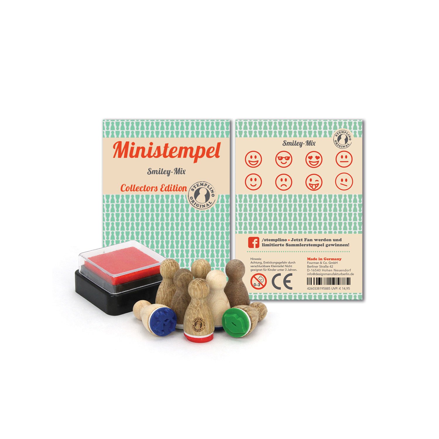Mini tampon Stemplino - Smiley - Tampon en bois Souvenir Journal Visage souriant Éloge Tampon Journal Emoji Enseignant Éloge - France
